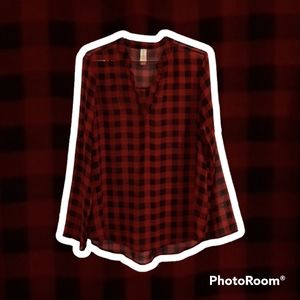 Red & Black Plaid blouse